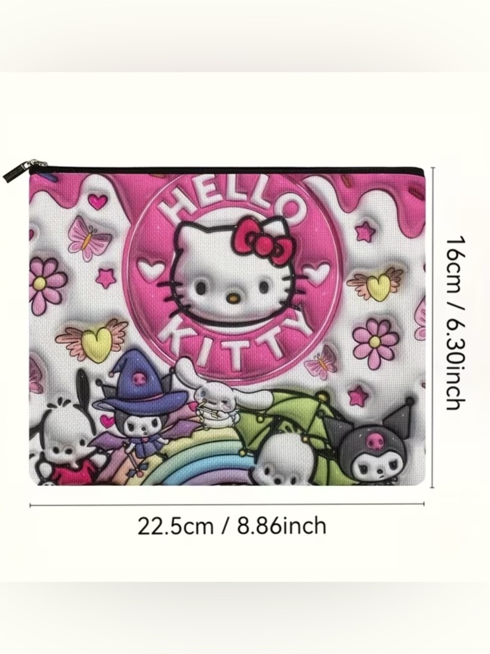 SOLD OUT Hello Kitty Wristlet Clutch with Multicolor Accents OS - Picture 3 of 4